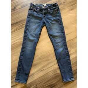 J. Crew Blue Skinny Jeans with Stretch and Faded Look